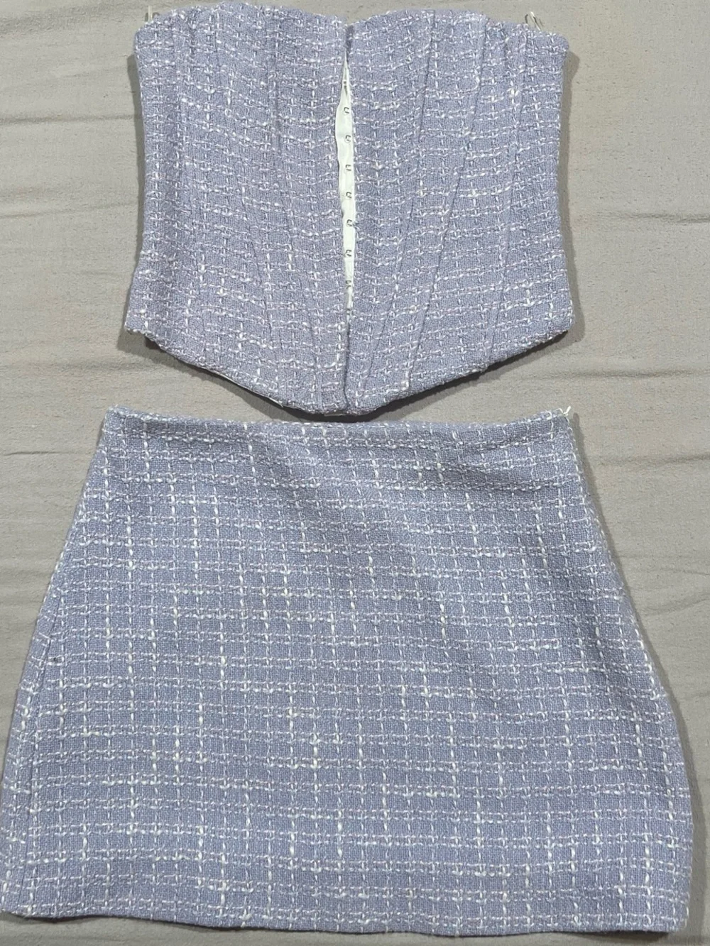 Zara Lavender Tweed Mini Skirt - Light Purple